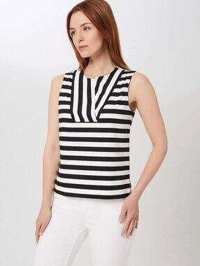 HOBBS London Perrie Stripe Top Navy And White Cotton Blend